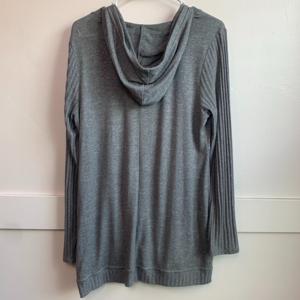 Maurices Gray Brushed Tulip Hem Long Sleeve Hoodie - Picture 4 of 7